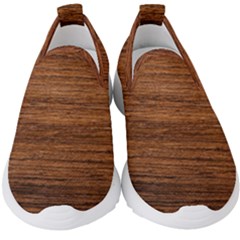 Brown Wooden Texture Kids  Slip On Sneakers by nateshop