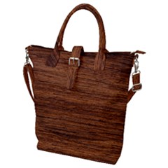 Brown Wooden Texture Buckle Top Tote Bag