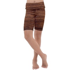 Brown Wooden Texture Kids  Lightweight Velour Cropped Yoga Leggings