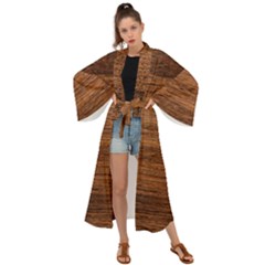 Brown Wooden Texture Maxi Kimono by nateshop