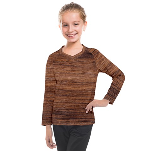 Brown Wooden Texture Kids  Long Mesh T-shirt by nateshop