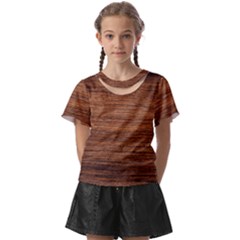 Brown Wooden Texture Kids  Front Cut T-Shirt