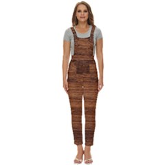 Brown Wooden Texture Women s Pinafore Overalls Jumpsuit by nateshop