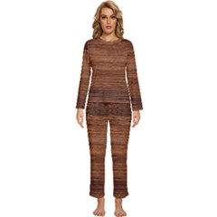 Brown Wooden Texture Womens  Long Sleeve Lightweight Pajamas Set by nateshop