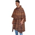 Brown Wooden Texture Men s Hooded Rain Ponchos View2