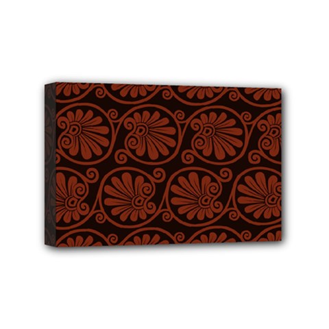 Brown Floral Pattern Floral Greek Ornaments Mini Canvas 6  X 4  (stretched) by nateshop