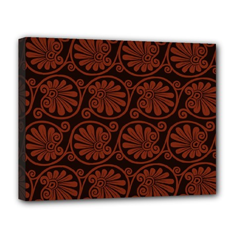 Brown Floral Pattern Floral Greek Ornaments Canvas 14  X 11  (stretched) by nateshop