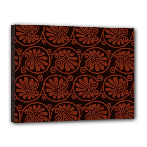 Brown Floral Pattern Floral Greek Ornaments Canvas 16  X 12  (stretched) by nateshop