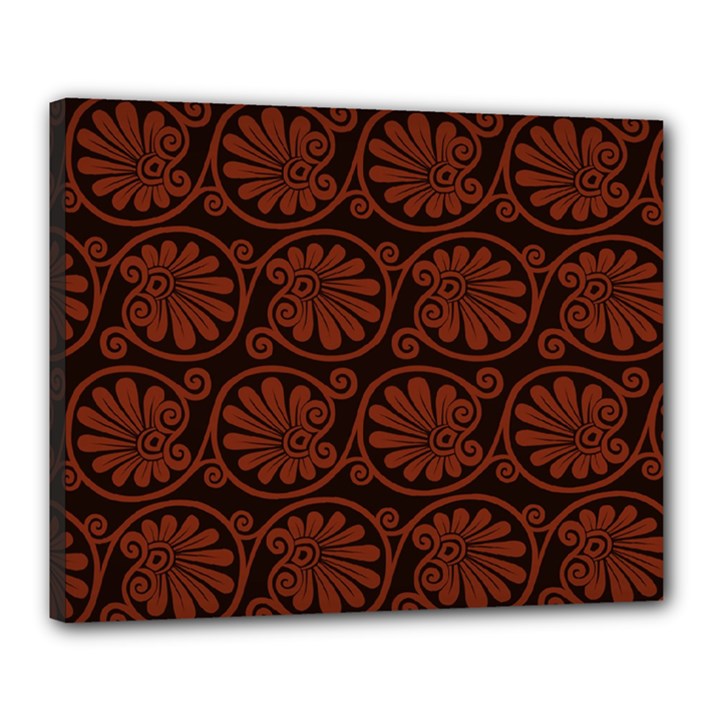 Brown Floral Pattern Floral Greek Ornaments Canvas 20  x 16  (Stretched)