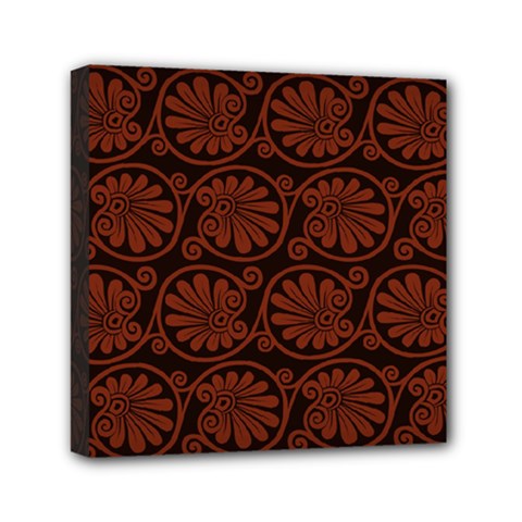 Brown Floral Pattern Floral Greek Ornaments Mini Canvas 6  X 6  (stretched) by nateshop