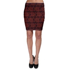 Brown Floral Pattern Floral Greek Ornaments Bodycon Skirt by nateshop