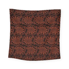 Brown Floral Pattern Floral Greek Ornaments Square Tapestry (small) by nateshop