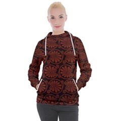 Brown Floral Pattern Floral Greek Ornaments Women s Hooded Pullover by nateshop