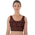 Brown Floral Pattern Floral Greek Ornaments Velvet Crop Top View1