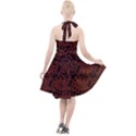 Brown Floral Pattern Floral Greek Ornaments Halter Party Swing Dress  View2