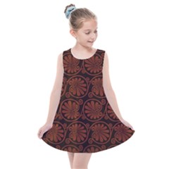 Brown Floral Pattern Floral Greek Ornaments Kids  Summer Dress by nateshop