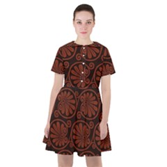 Brown Floral Pattern Floral Greek Ornaments Sailor Dress by nateshop