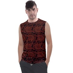 Brown Floral Pattern Floral Greek Ornaments Men s Regular Tank Top