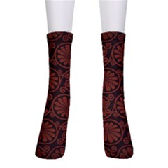 Brown Floral Pattern Floral Greek Ornaments Crew Socks by nateshop