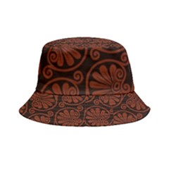 Brown Floral Pattern Floral Greek Ornaments Inside Out Bucket Hat by nateshop