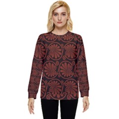 Brown Floral Pattern Floral Greek Ornaments Hidden Pocket Sweatshirt by nateshop