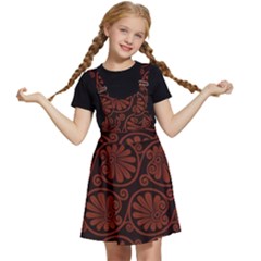 Brown Floral Pattern Floral Greek Ornaments Kids  Apron Dress by nateshop