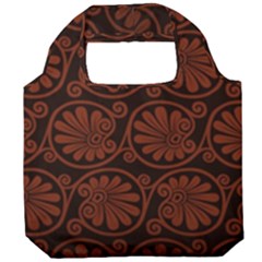 Brown Floral Pattern Floral Greek Ornaments Foldable Grocery Recycle Bag by nateshop