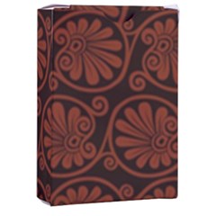 Brown Floral Pattern Floral Greek Ornaments Playing Cards Single Design (rectangle) With Custom Box by nateshop