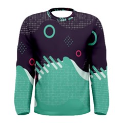 Colorful Background, Material Design, Geometric Shapes Men s Long Sleeve T-shirt by nateshop