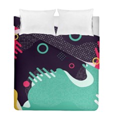 Colorful Background, Material Design, Geometric Shapes Duvet Cover Double Side (full/ Double Size) by nateshop