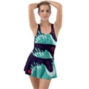 Colorful Background, Material Design, Geometric Shapes Ruffle Top Dress Swimsuit View1