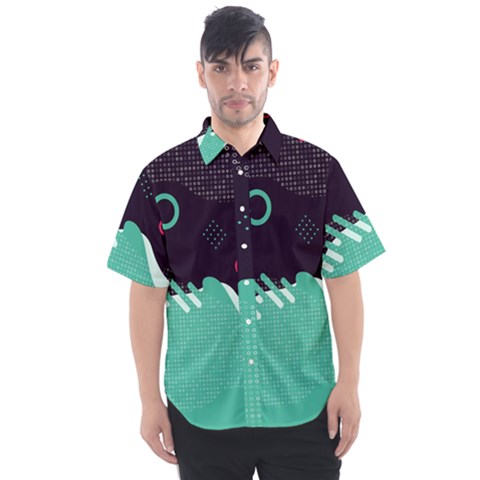 Colorful Background, Material Design, Geometric Shapes Men s Short Sleeve Shirt by nateshop