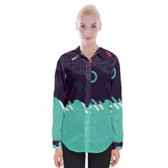 Colorful Background, Material Design, Geometric Shapes Womens Long Sleeve Shirt