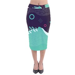 Colorful Background, Material Design, Geometric Shapes Velvet Midi Pencil Skirt by nateshop