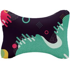 Colorful Background, Material Design, Geometric Shapes Seat Head Rest Cushion by nateshop