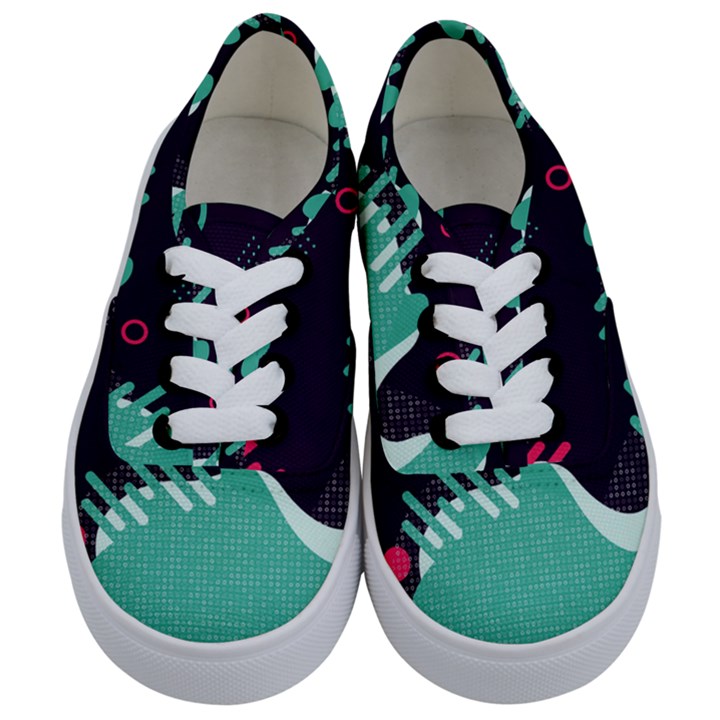 Colorful Background, Material Design, Geometric Shapes Kids  Classic Low Top Sneakers