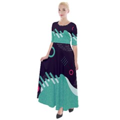 Colorful Background, Material Design, Geometric Shapes Half Sleeves Maxi Dress by nateshop