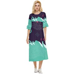 Colorful Background, Material Design, Geometric Shapes Double Cuff Midi Dress by nateshop