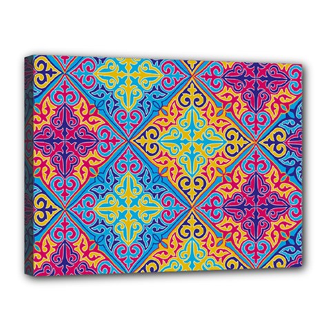 Colorful Floral Ornament, Floral Patterns Canvas 16  X 12  (stretched) by nateshop