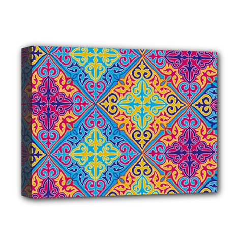 Colorful Floral Ornament, Floral Patterns Deluxe Canvas 16  X 12  (stretched)  by nateshop