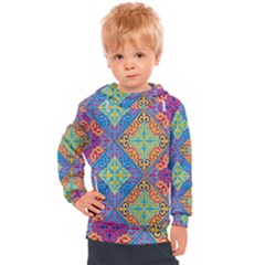 Colorful Floral Ornament, Floral Patterns Kids  Hooded Pullover by nateshop