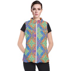 Colorful Floral Ornament, Floral Patterns Women s Puffer Vest