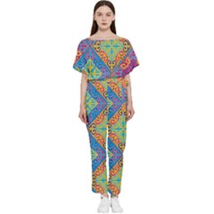 Colorful Floral Ornament, Floral Patterns Batwing Lightweight Chiffon Jumpsuit by nateshop