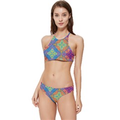 Colorful Floral Ornament, Floral Patterns Banded Triangle Bikini Set by nateshop