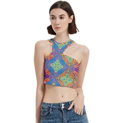 Colorful Floral Ornament, Floral Patterns Cut Out Top by nateshop