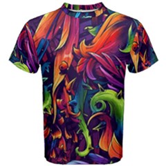 Colorful Floral Patterns, Abstract Floral Background Men s Cotton T-shirt by nateshop