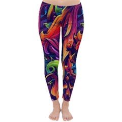 Colorful Floral Patterns, Abstract Floral Background Classic Winter Leggings by nateshop