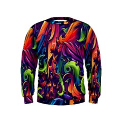 Colorful Floral Patterns, Abstract Floral Background Kids  Sweatshirt by nateshop