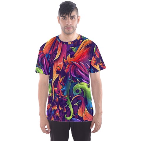 Colorful Floral Patterns, Abstract Floral Background Men s Sport Mesh T-shirt by nateshop