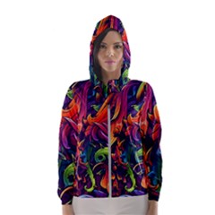 Colorful Floral Patterns, Abstract Floral Background Women s Hooded Windbreaker by nateshop